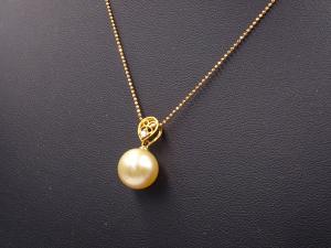 K18 パール 約11.1mm ダイヤ 0.03ct ネックレス 5.1g